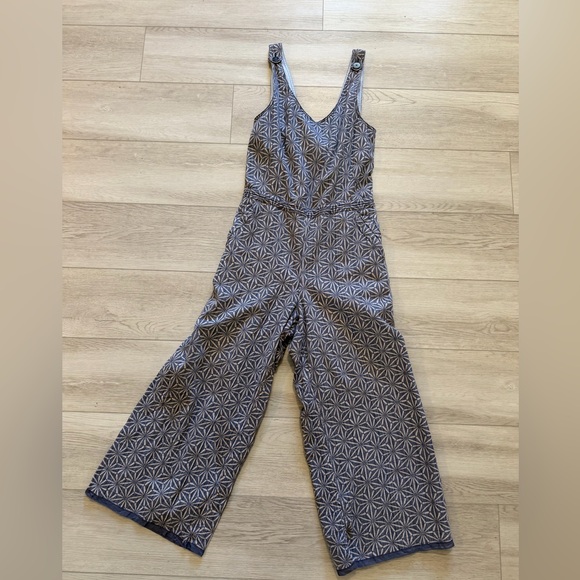 Anthropologie Elevenses Jumpsuit Sz S Priya Blue Starburst Tie Back Wide Leg - Picture 3 of 16